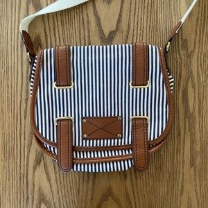 H&M Navy and White Striped Mini Bag